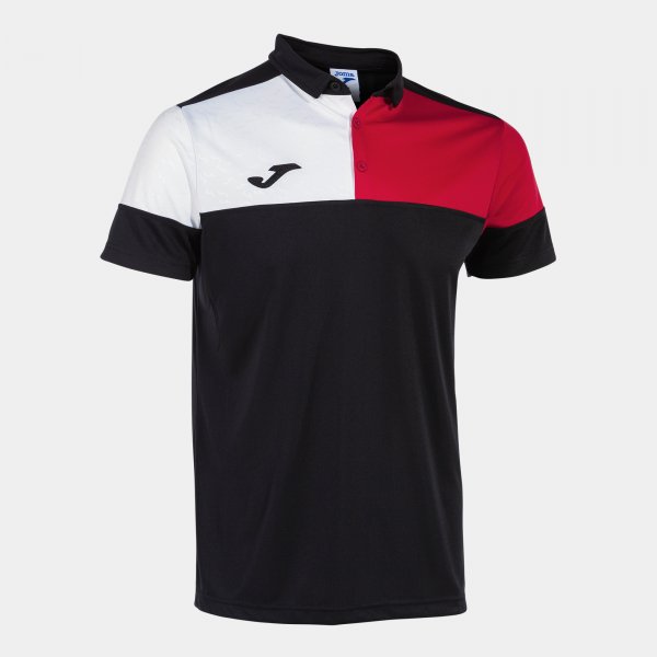 JOMA CREW V SHORT SLEEVE POLO BLACK RED WHITE