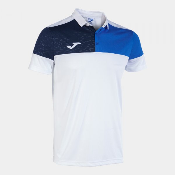 JOMA CREW V SHORT SLEEVE POLO WHITE ROYAL NAVY