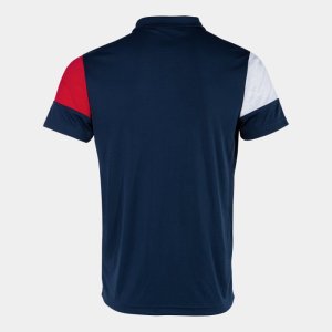 JOMA CREW V SHORT SLEEVE POLO NAVY RED WHITE