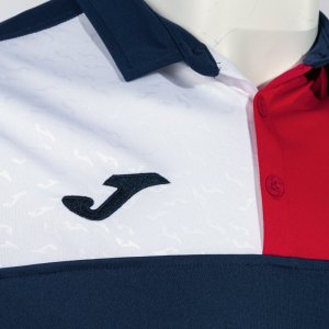 JOMA CREW V SHORT SLEEVE POLO NAVY RED WHITE