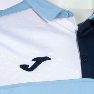 JOMA CREW V SHORT SLEEVE POLO SKY BLUE NAVY WHITE