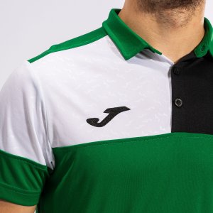 JOMA CREW V SHORT SLEEVE POLO GREEN BLACK WHITE
