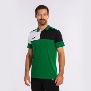 JOMA CREW V SHORT SLEEVE POLO GREEN BLACK WHITE