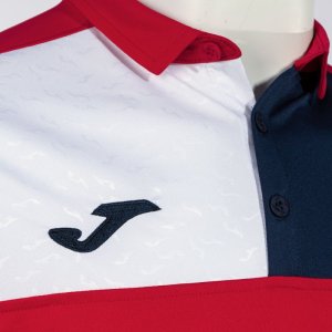 JOMA CREW V SHORT SLEEVE POLO RED NAVY WHITE