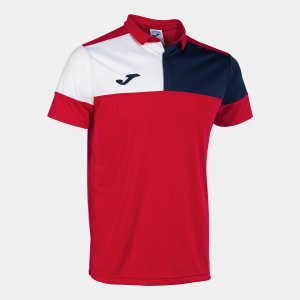 JOMA CREW V SHORT SLEEVE POLO RED NAVY WHITE