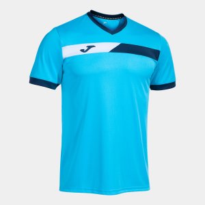 JOMA COURT SHORT SLEEVE T-SHIRT FLUOR TURQUOISE NAVY WHITE