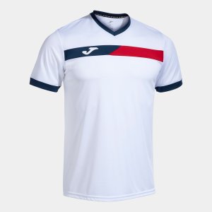 JOMA COURT SHORT SLEEVE T-SHIRT WHITE RED NAVY
