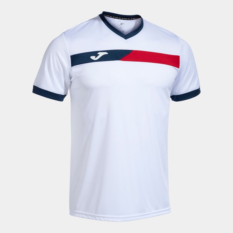 JOMA COURT SHORT SLEEVE T-SHIRT WHITE RED NAVY