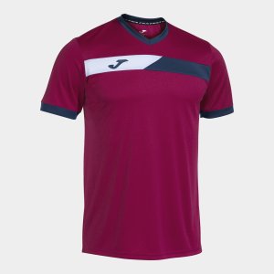 JOMA COURT SHORT SLEEVE T-SHIRT CRIMSON NAVY WHITE