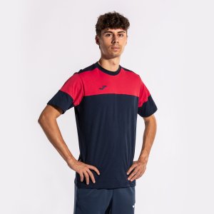 JOMA CREW V SHORT SLEEVE T-SHIRT NAVY RED