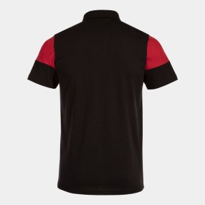 JOMA CREW V SHORT SLEEVE POLO BLACK RED