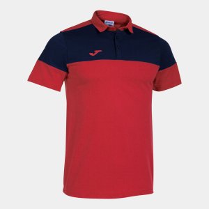 JOMA CREW V SHORT SLEEVE POLO RED NAVY