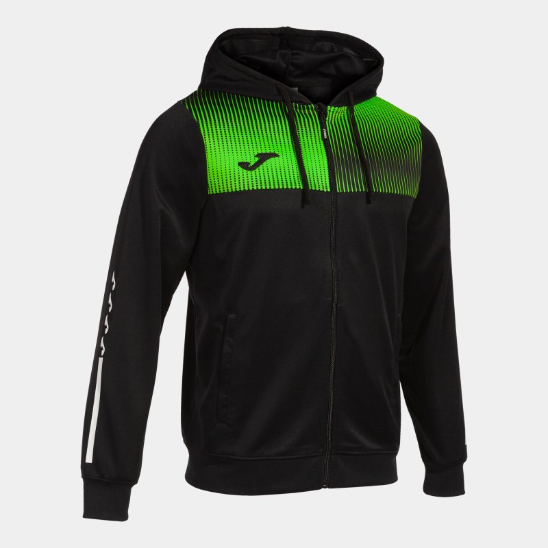 JOMA ECO SUPERNOVA ZIP-UP HOODIE BLACK FLUOR GREEN