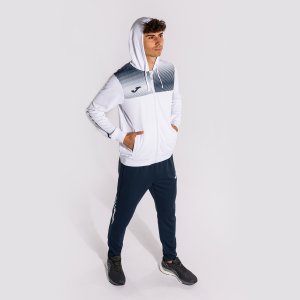 JOMA ECO SUPERNOVA ZIP-UP HOODIE WHITE NAVY