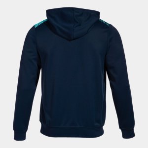 JOMA ECO SUPERNOVA ZIP-UP HOODIE NAVY FLUOR TURQUOISE