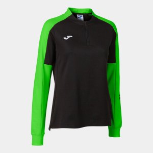 JOMA WOMEN'S ECO CHAMPIONSHIP SWEATSHIRT BLACK FLUOR GREEN