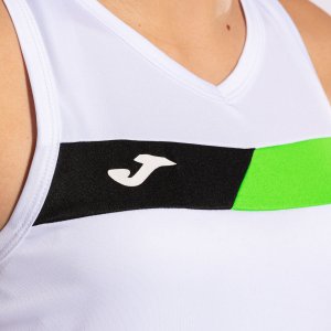 JOMA COURT SLEEVELESS SHIRT WHITE FLUOR GREEN BLACK