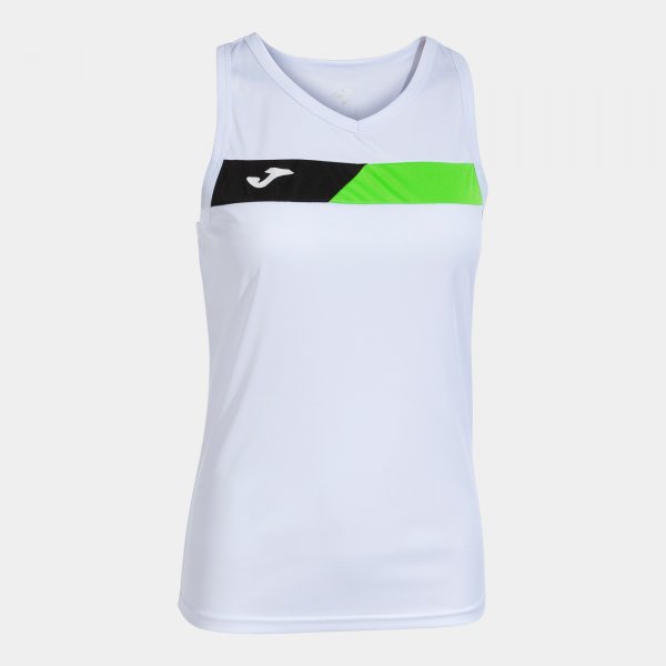 JOMA COURT SLEEVELESS SHIRT WHITE FLUOR GREEN BLACK