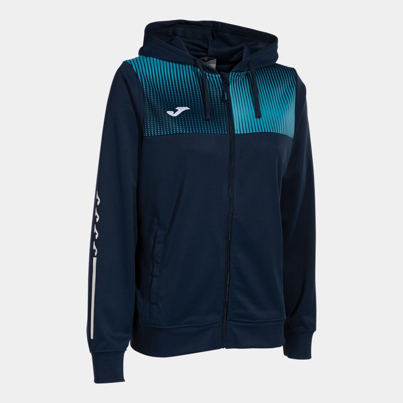 JOMA ECO SUPERNOVA ZIP-UP HOODIE NAVY FLUOR TURQUOISE