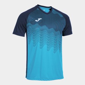 JOMA SHIRT SHORT SLEEVE MAN TIGER VI TURQUOISE NAVY BLUE